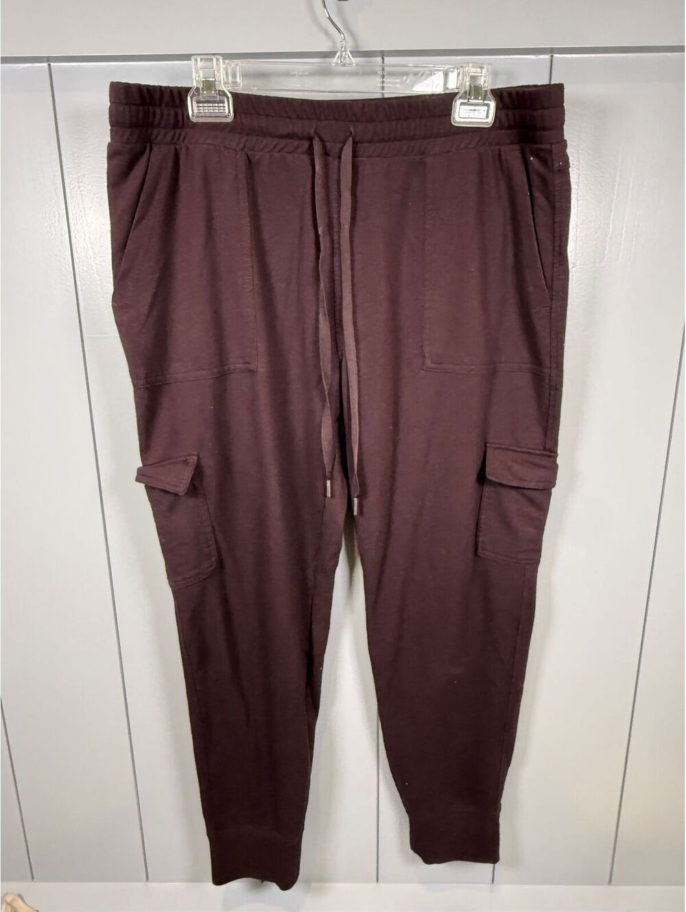 Cargo Jogger Pants Drawstring Waist Purple Cozy Comfy Loungewear Fall L/XL